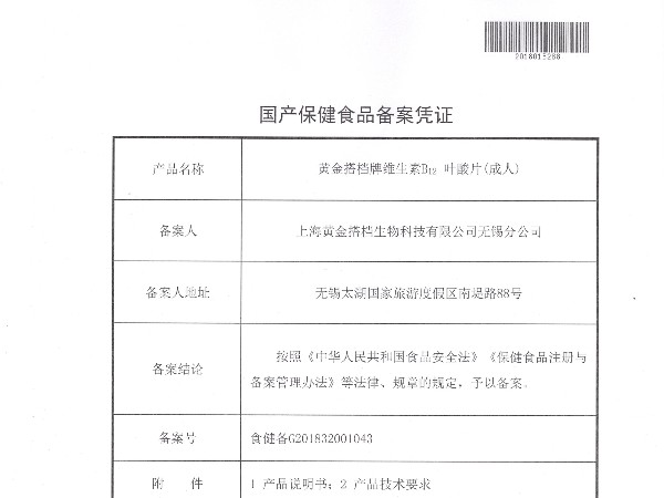 黃金搭檔牌維生素B12葉酸片